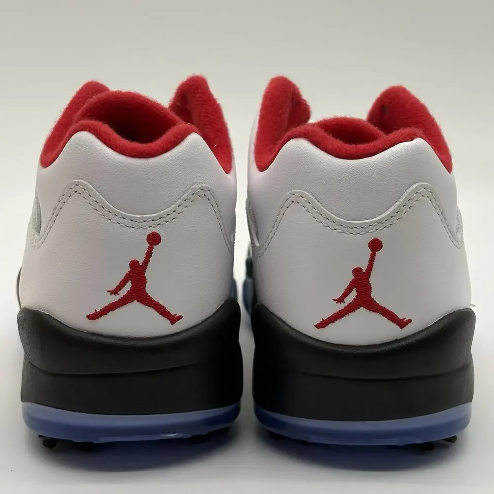 Men Size 6.5/ Women Sz 8 Nike Air Jordan Retro V White Red Golf Shoe CU4523 100